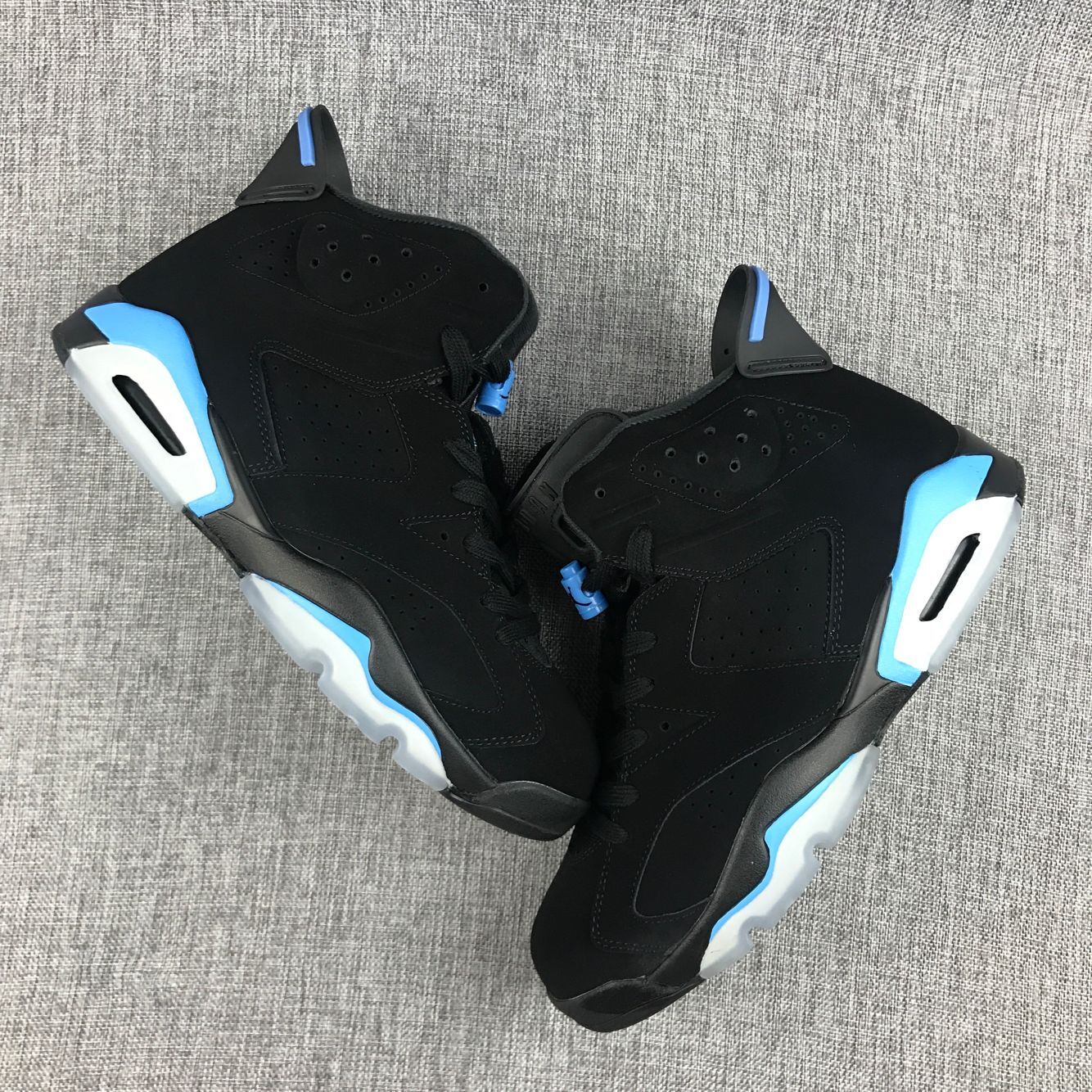 Men Air Jordan 6 Black Baby Blue Shoes